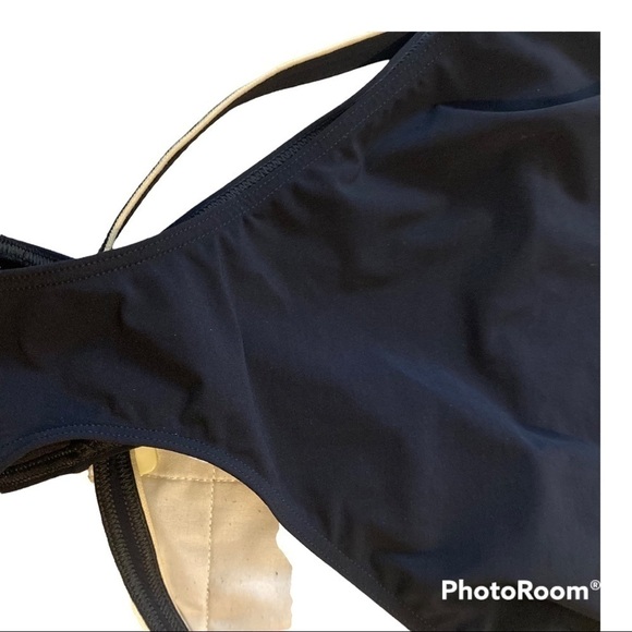 CALVIN Klein One Piece Swimsuit Bond Girl Black White Mod 90's Belted Vacation - Picture 5 of 6